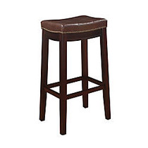 Linon Claridge Patches Bar Stool, 32 inch;H x 18 3/4 inch;W x 13 1/4 inch;D, Dark Brown