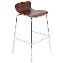 Lumisource Bentwood Stacker Bar Stool, Walnut/Chrome