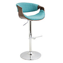 Lumisource Curvo Bar Stool, Walnut/Teal/Chrome