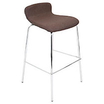 Lumisource Fabric Stacker Bar Stools, Brown/Stainless Steel, Set Of 3