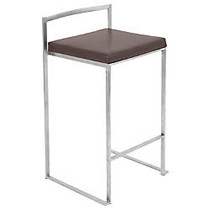 Lumisource Fuji Stacker Stools, Counter Height, Brown/Stainless Steel, Set Of 2