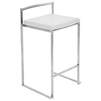 Lumisource Fuji Stacker Stools, Counter Height, White/Stainless Steel, Set Of 2