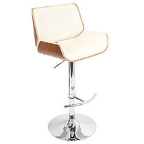 Lumisource Santi Bar Stool, Walnut/Cream/Chrome