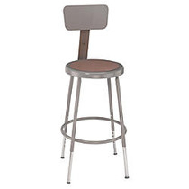 National Public Seating Adjustable Hardboard Stool With Back, 32 - 41 1/2 inch;H, Gray