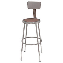 National Public Seating Adjustable Hardboard Stool With Back, 38 - 47 1/2 inch;H, Gray
