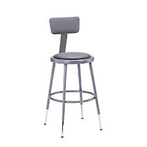 National Public Seating Adjustable Vinyl-Padded Stool With Back, 32 - 41 inch;H, Gray