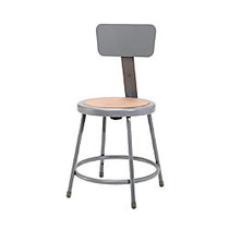 National Public Seating Hardboard Stool With Back, 18 inch;H, Gray