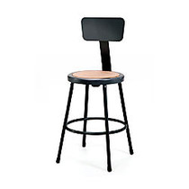 National Public Seating Hardboard Stool With Back, 24 inch;H, Black