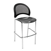 OFM Moon Caf&eacute; Height Chairs, Polypropylene, 45 1/4 inch;H x 21 1/2 inch;W x 23 1/2 inch;D, Black/Chrome, Set Of 2