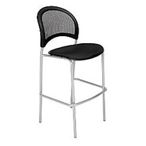 OFM Moon Caf&eacute;-Height Fabric Chairs, 45 1/4 inch;H x 21 1/2 inch;W x 23 1/2 inch;D, Slate Black/Silver, Set Of 2