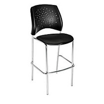 OFM Stars Caf&eacute; Height Chair, Fabric, 45 3/4 inch;H x 21 1/2 inch;W x 23 inch;D, Black/Silver, Set Of 2