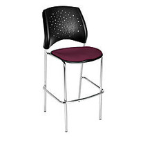 OFM Stars Caf&eacute; Height Chair, Fabric, 45 3/4 inch;H x 21 1/2 inch;W x 23 inch;D, Burgundy/Chrome, Set Of 2