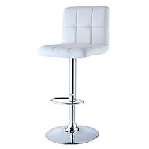 Powell; Home Fashions Metal Quilted PU Bar Stool, White/Chrome