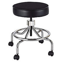 Safco; Screw-Lift Lab Stool, 25 inch;H x 23 inch;W x 23 inch;D, Chrome Frame, Black Fabric