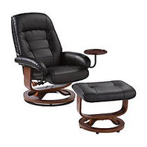 SEI Bay Hill Leather Reclining Chair And Ottoman Set, Black