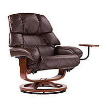 SEI Congressional Leather Recliner And Ottoman Set, Caf&eacute; Brown