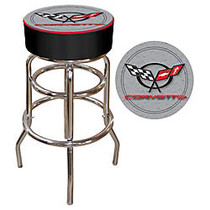 Trademark Global Padded Bar Stool, Corvette C5, Silver/Chrome