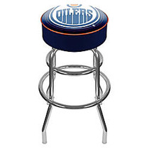 Trademark Global Padded Bar Stool, Edmonton Oilers, Chrome