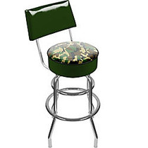 Trademark Global Padded Bar Stool, With Back, Hunting Camo, Chrome