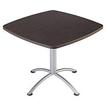 Iceberg iLand Square Hospitality Table, 29 inch;H x 36 inch;W x 36 inch;D, Brown Wood/Silver Chrome