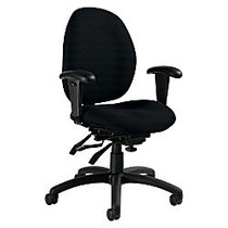 Global; Malaga Low-Back Multi-Tilter Chair With Arms, 37 inch;H x 26 inch;W x 24 inch;D, Black Frame, Black Fabric