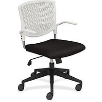 Lorell Plastic Back Task Chair - Fabric White Seat - Plastic White Back - 5-star Base - 17.30 inch; Seat Width x 18.10 inch; Seat Depth - 24 inch; Width x 24 inch; Depth x 35.3 inch; Height