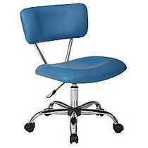 Office Star&trade; Avenue Six; Vista Task Chair, Faux Leather, Blue/Silver