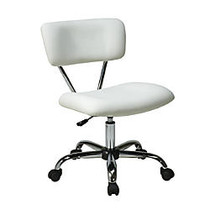 Office Star&trade; Avenue Six; Vista Task Chair, Vinyl, White/Silver