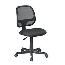 Office Star&trade; Work Smart&trade; Mesh Screen Back Task Chair, Without Arms, Black
