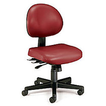 OFM Anti-Microbial Vinyl Multi-Shift Task Chair, 35 inch;H x 20 inch;W x 20 inch;D, Black Frame, Wine Fabric
