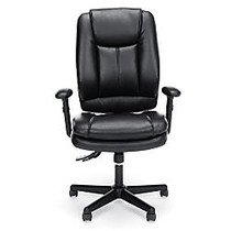 OFM Essentials Faux Leather High-Back Chair, Black/Silver
