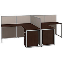 Bush; Business Furniture Easy Office 2-Person L Desk Open Office With Two 3-Drawer Mobile Pedestals, 44 7/8 inch;H x 60 1/25 inch;W x 119 9/10 inch;D, Mocha Cherry, Premium Delivery