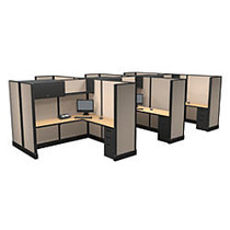 Cube Solutions Full-Height L-Shaped Station Office Cubicles, Pod Of 6, 67 inch;H x 72 inch;W x 72 inch;D, Assorted Colors