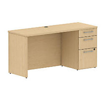 BBF 300 Series 3-Drawer Single-Pedestal Credenza, 29 1/10 inch;H x 59 3/5 inch;W x 21 4/5 inch;D, Natural Maple, Standard Delivery Service