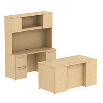 BBF 300 Series Double-Pedestal Desk, 72 3/10 inch;H x 59 3/5 inch;W x 93 inch;D, Natural Maple, Premium Installation Service