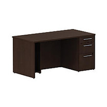 BBF 300 Series Single-Pedestal Desk, 29 1/10 inch;H x 59 3/5 inch;W x 29 3/5 inch;D, Mocha Cherry, Standard Delivery Service