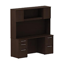 BBF 300 Series Small-Space Desk With Enclosed Storage, 72 3/10 inch;H x 65 3/5 inch;W x 21 4/5 inch;D, Mocha Cherry, Premium Installation Service