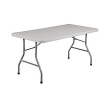 National Public Seating Blow-Molded Folding Table, Rectangular, 29 1/2 inch;H x 60 inch;W x 30 inch;D, Light Gray/Gray