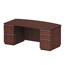 BBF Milano2 Double-Pedestal Bow-Front Desk, 30 inch;H x 71 1/8 inch;W x 29 5/8 inch;D, Harvest Cherry, Standard Delivery Service, Box 1 Of 2