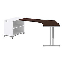 BBF Momentum Dog-Leg Right Desk With 30 inch; Storage, 29 1/2 inch;H x 99 1/2 inch;W x 41 inch;D, Mocha Cherry, Premium Installation Service