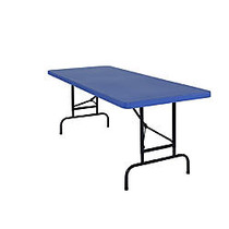 National Public Seating Primary Color Adjustable Folding Table, Rectangle, 22 - 32 inch;H x 72 inch;W x 30 inch;D, Blue/Black