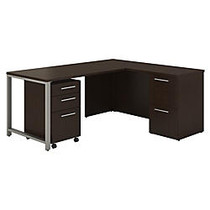 Bush; 300 Series L-Shaped Desk With Pedestal, 29 1/8 inch;H x 60 inch;W x 22 inch;D, Mocha Cherry