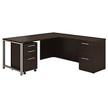 Bush; 300 Series L-Shaped Desk With Pedestal, 29 1/8 inch;H x 72 inch;W x 22 inch;D, Mocha Cherry