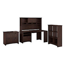 Bush; Buena Vista Collection Transitional Wood Corner Desk With Hutch, 6-Cube Storage And Lateral File, 66 inch;H x 59 inch;W x 36 inch;D, Madison Cherry, Standard Delivery