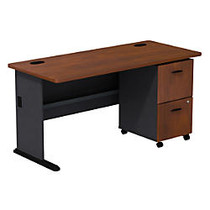 Bush; Business Furniture Office Advantage Desk With Box/Box Pedestal, 29 7/8 inch;H x 59 5/8 inch;W x 26 7/8 inch;D, Hansen Cherry/Galaxy, Premium Installation Service