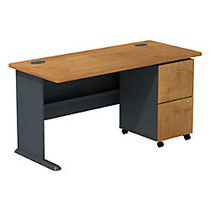 Bush; Business Furniture Office Advantage Desk With Box/Box Pedestal, 29 7/8 inch;H x 59 5/8 inch;W x 26 7/8 inch;D, Natural Cherry/Slate, Premium Installation Service