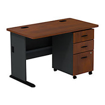 Bush; Business Furniture Office Advantage Desk With Box/Box/File Pedestal, 29 7/8 inch;H x 47 5/8 inch;W x 26 7/8 inch;D, Hansen Cherry/Galaxy, Premium Installation Service