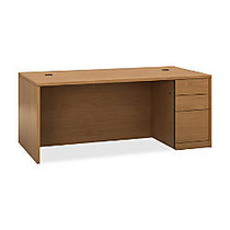 HON 10500 H105895R Pedestal Desk - 72 inch; x 36 inch; x 29.5 inch; - 3 - Single Pedestal on Right Side - Material: Wood - Finish: Harvest, Laminate