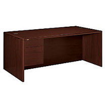 HON; 10700 Series&trade; Laminate Single-Pedestal Desk, Pedestal On Left, 29 1/2 inch;H x 72 inch;W x 36 inch;D, Mahogany