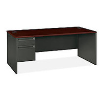 HON; 38000 Series Left-Pedestal Desk, 29 1/2 inch;H x 72 inch;W x 36 inch;D, Mahogany/Charcoal